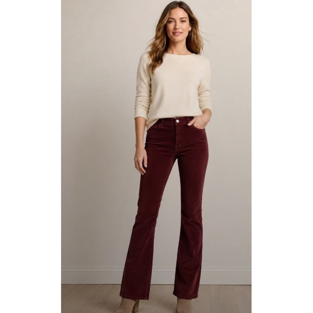 Ann Taylor Loft Corduroy Low Rise Bootcut Pants Womens 2 Gray Stretch Office NEW
